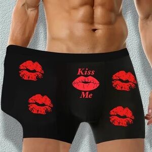 Kiss Me Black and Red Men's Boxer Briefs